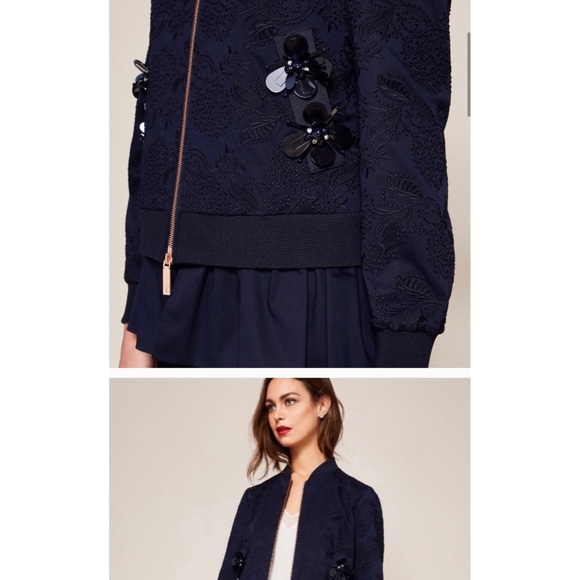 Ted Baker Embellished Floral Frill Bomber Jacket